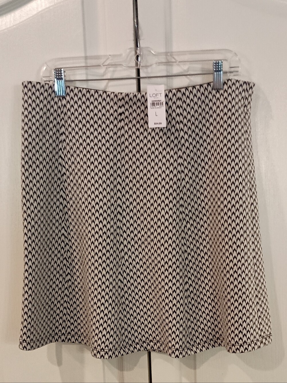 LOFT Black and White Chevron A-Line Skirt